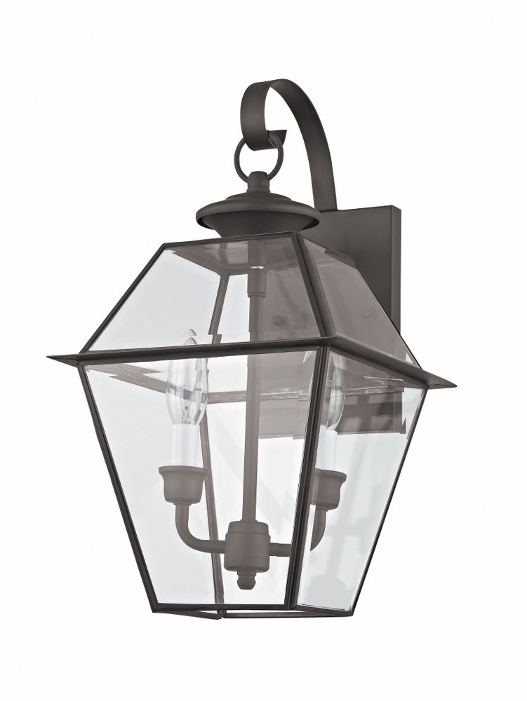 Livex Lighting-2281-07-Westover - 2 Light Outdoor Wall Lantern in Westover Style - 9 Inches wide by 16.5 Inches high Bronze  Black Finish with Clear Beveled Glass