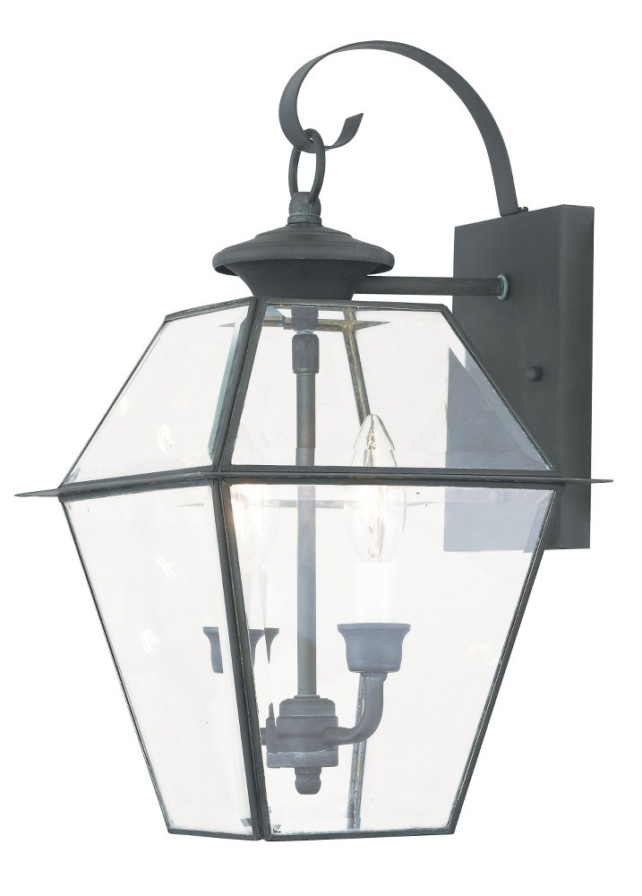 Livex Lighting-2281-61-Westover - 2 Light Outdoor Wall Lantern in Westover Style - 9 Inches wide by 16.5 Inches high Charcoal  Black Finish with Clear Beveled Glass