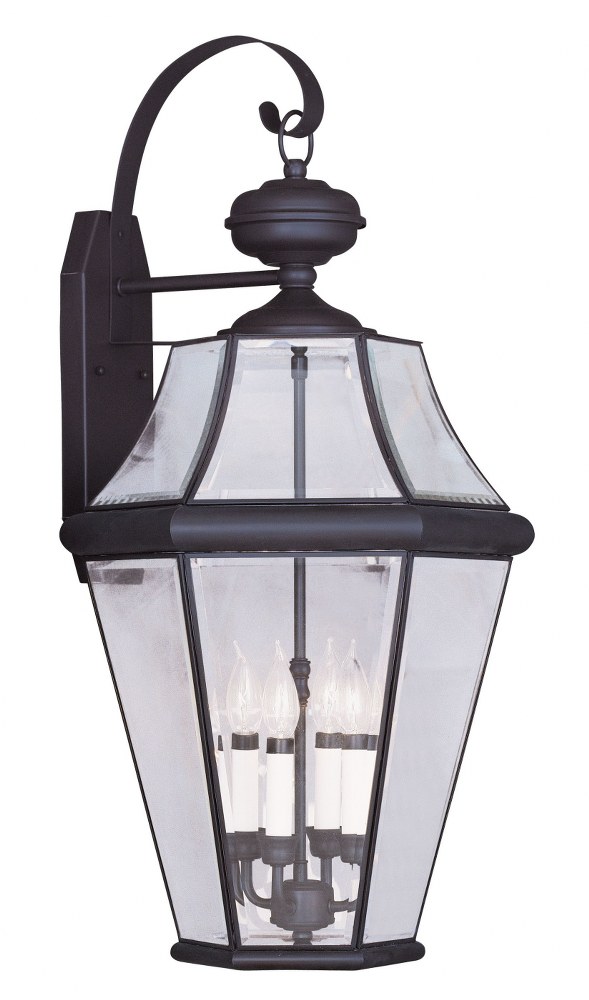 Livex Lighting-2366-07-Georgetown - 4 Light Outdoor Wall Lantern in Georgetown Style - 16 Inches wide by 30 Inches high Bronze  Bronze Finish with Clear Beveled Glass