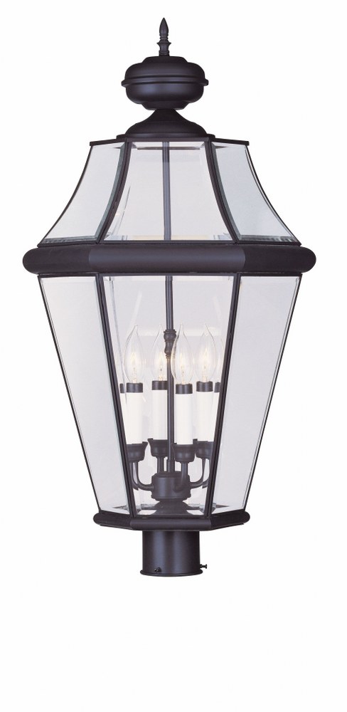 Livex Lighting-2368-07-Georgetown - 4 Light Outdoor Post Top Lantern in Georgetown Style - 16 Inches wide by 29 Inches high Bronze  Bronze Finish with Clear Beveled Glass