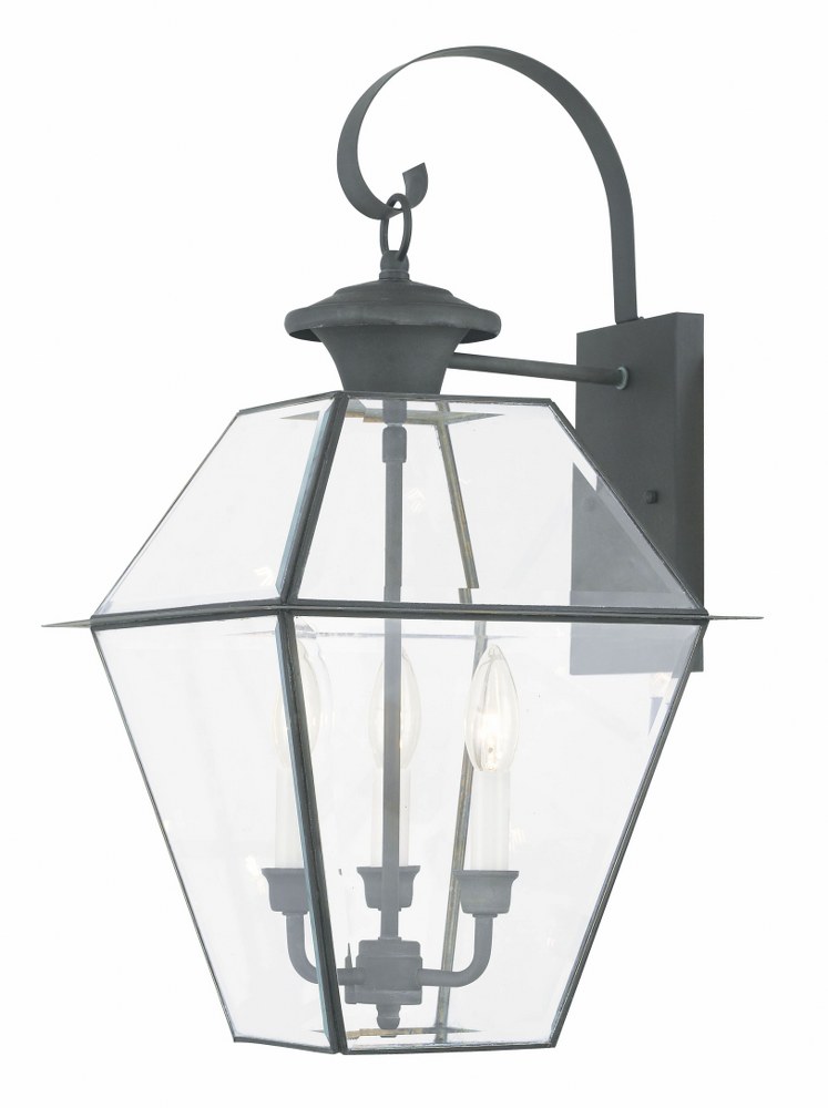 Livex Lighting-2381-61-Westover - 3 Light Outdoor Wall Lantern in Westover Style - 12 Inches wide by 23.25 Inches high Charcoal  Black Finish with Clear Beveled Glass