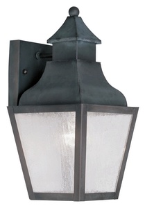 Livex Lighting-2450-61-Vernon - One Light Outdoor Wall Lantern - 6 Inches wide by 12.5 Inches high   Charcoal Finish with Seeded Glass