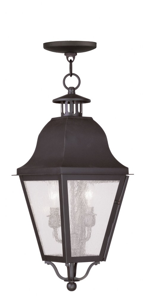 Livex Lighting-2546-07-Amwell - 2 Light Outdoor Pendant Lantern in Amwell Style - 8.5 Inches wide by 21 Inches high   Bronze Finish with Seeded Glass
