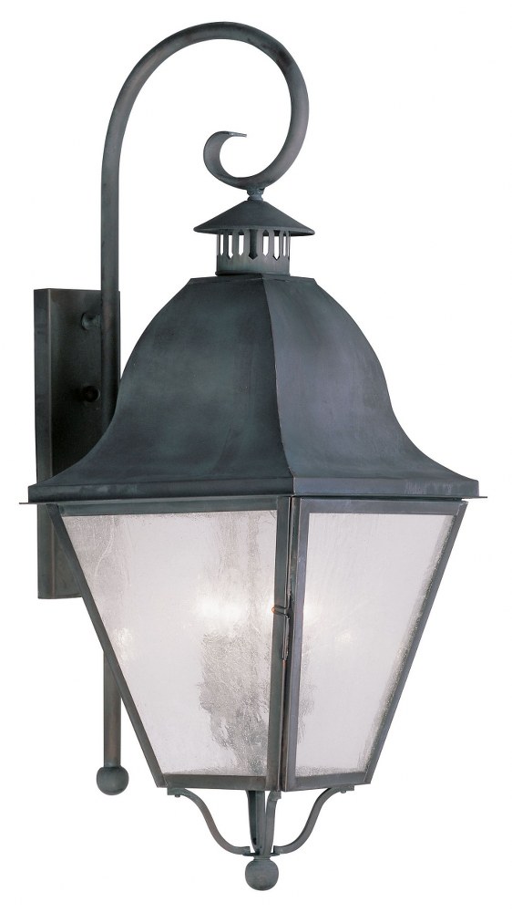 Livex Lighting-2558-61-Amwell - 4 Light Outdoor Wall Lantern in Amwell Style - 13.5 Inches wide by 36 Inches high   Charcoal Finish with Seeded Glass