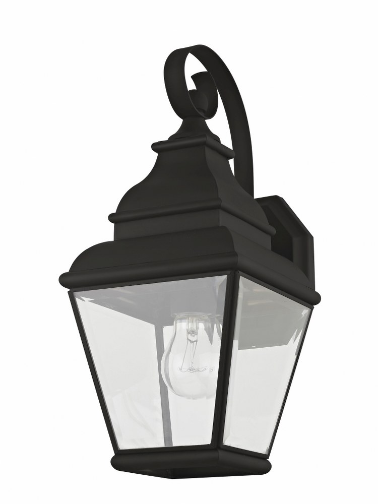 Livex Lighting-2590-04-Exeter - 1 Light Outdoor Wall Lantern in Exeter Style - 6.5 Inches wide by 15.5 Inches high Black  Bronze Finish with Clear Beveled Glass