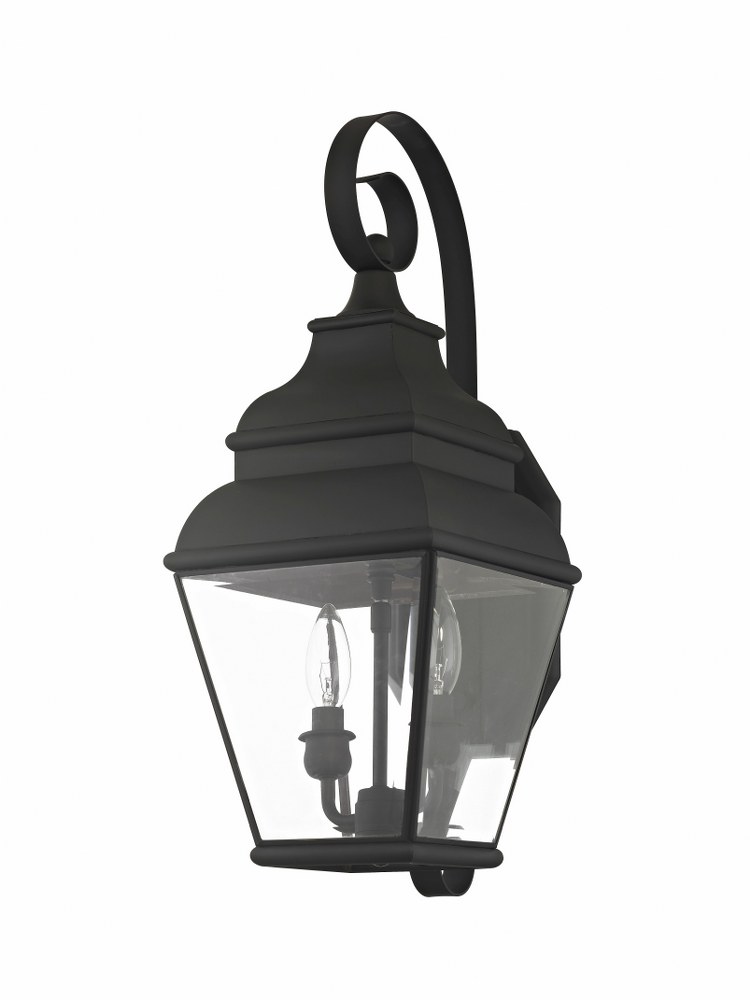 Livex Lighting-2591-04-Exeter - 2 Light Outdoor Wall Lantern in Exeter Style - 8 Inches wide by 21.5 Inches high Black  Bronze Finish with Clear Beveled Glass