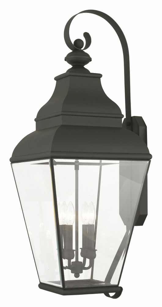 Livex Lighting-2596-04-Exeter - 4 Light Outdoor Wall Lantern in Exeter Style - 14 Inches wide by 36 Inches high Black  Bronze Finish with Clear Beveled Glass