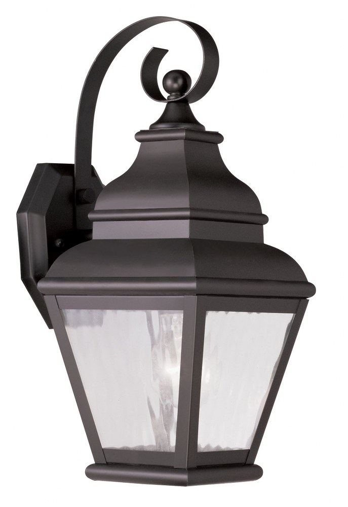 Livex Lighting-2601-07-Exeter - 1 Light Outdoor Wall Lantern in Exeter Style - 6.5 Inches wide by 14.5 Inches high   Bronze Finish with Clear Water Glass
