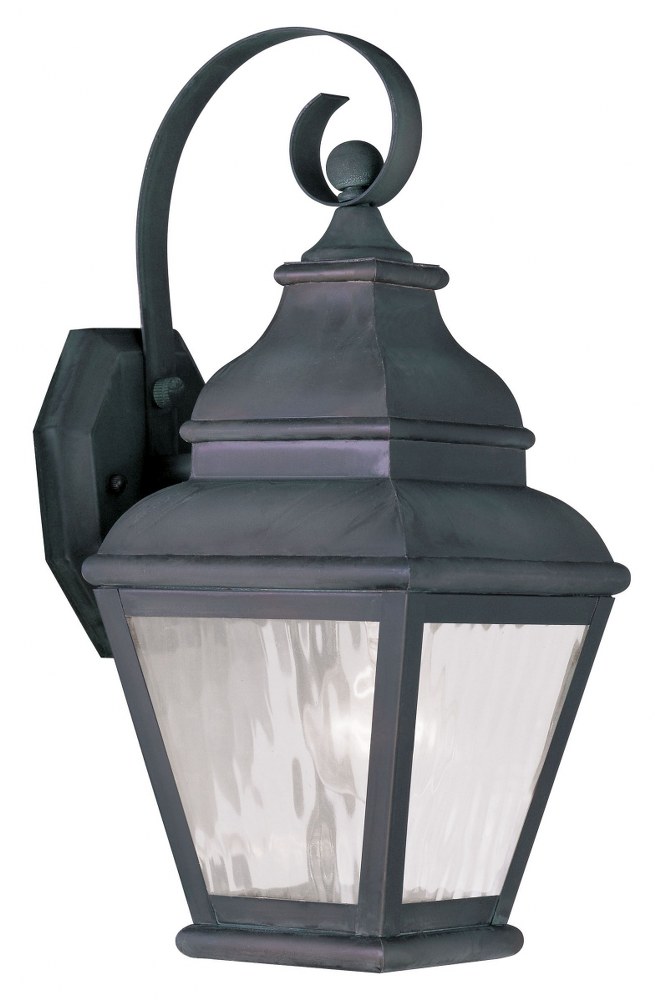 Livex Lighting-2601-61-Exeter - 1 Light Outdoor Wall Lantern in Exeter Style - 6.5 Inches wide by 14.5 Inches high   Charcoal Finish with Clear Water Glass