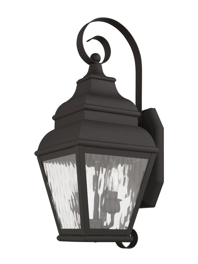 Livex Lighting-2602-07-Exeter - 2 Light Outdoor Wall Lantern in Exeter Style - 8 Inches wide by 21.5 Inches high Bronze  Black Finish with Clear Water Glass