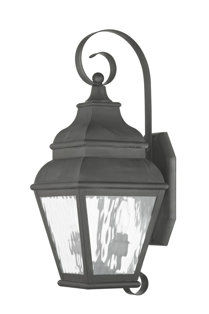 Livex Lighting-2602-61-Exeter - 2 Light Outdoor Wall Lantern in Exeter Style - 8 Inches wide by 21.5 Inches high Charcoal  Black Finish with Clear Water Glass