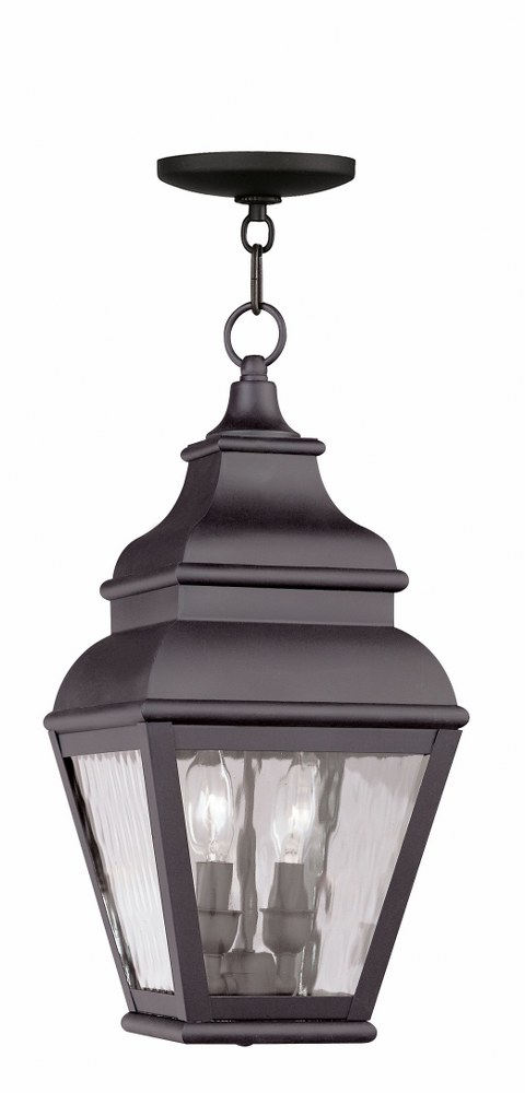 Livex Lighting-2604-07-Exeter - 2 Light Outdoor Pendant Lantern in Exeter Style - 8 Inches wide by 19 Inches high   Bronze Finish with Clear Water Glass