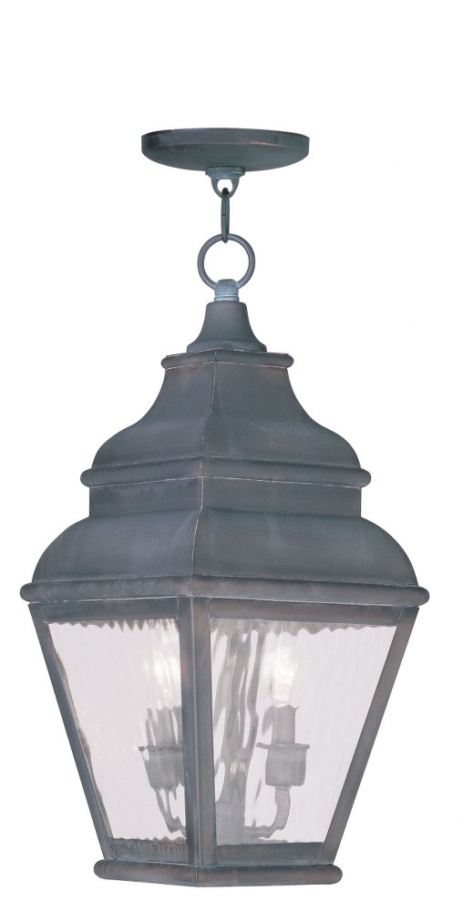 Livex Lighting-2604-61-Exeter - 2 Light Outdoor Pendant Lantern in Exeter Style - 8 Inches wide by 19 Inches high Charcoal  Charcoal Finish with Clear Water Glass