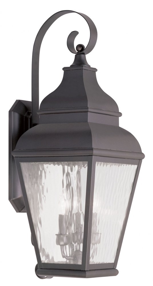 Livex Lighting-2605-07-Exeter - 3 Light Outdoor Wall Lantern in Exeter Style - 10 Inches wide by 29 Inches high   Bronze Finish with Clear Water Glass