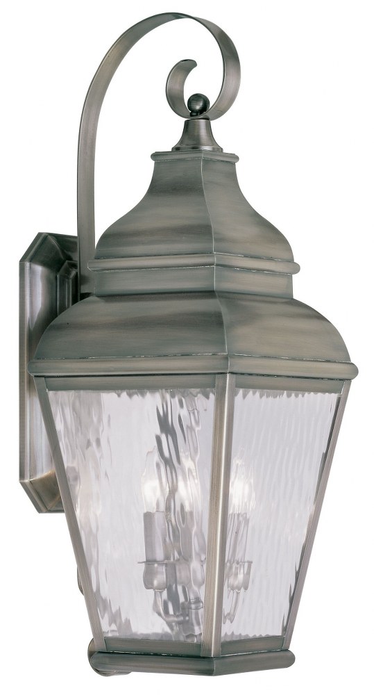 Livex Lighting-2605-29-Exeter - 3 Light Outdoor Wall Lantern in Exeter Style - 10 Inches wide by 29 Inches high Vintage Pewter  Black Finish with Clear Water Glass