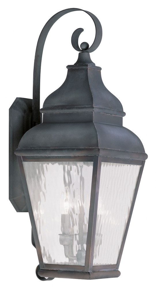 Livex Lighting-2605-61-Exeter - 3 Light Outdoor Wall Lantern in Exeter Style - 10 Inches wide by 29 Inches high Charcoal  Black Finish with Clear Water Glass