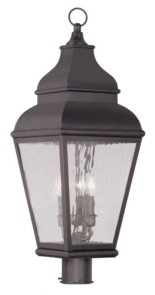 Livex Lighting-2606-07-Exeter - 3 Light Outdoor Post Top Lantern in Exeter Style - 10 Inches wide by 29.5 Inches high Bronze  Black Finish with Clear Water Glass