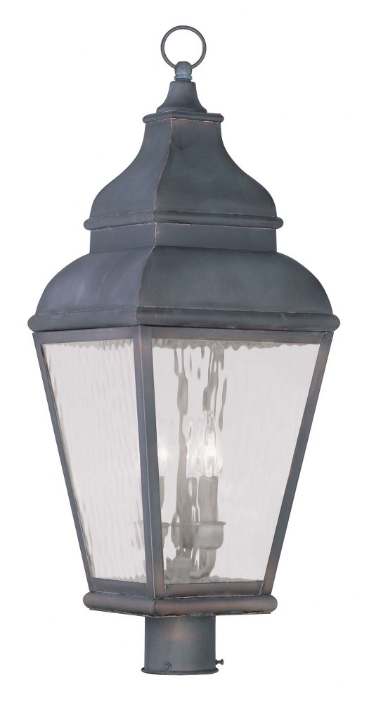 Livex Lighting-2606-61-Exeter - 3 Light Outdoor Post Top Lantern in Exeter Style - 10 Inches wide by 29.5 Inches high Charcoal  Black Finish with Clear Water Glass