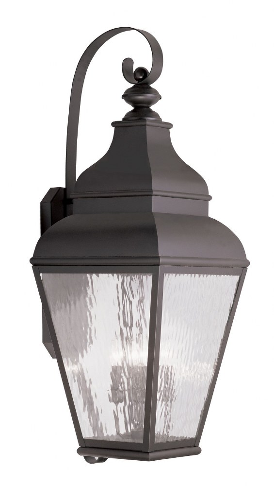 Livex Lighting-2607-07-Exeter - 4 Light Outdoor Wall Lantern in Exeter Style - 14 Inches wide by 38 Inches high   Bronze Finish with Clear Water Glass