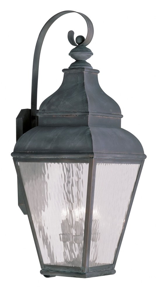 Livex Lighting-2607-61-Exeter - 4 Light Outdoor Wall Lantern in Exeter Style - 14 Inches wide by 38 Inches high   Charcoal Finish with Clear Water Glass