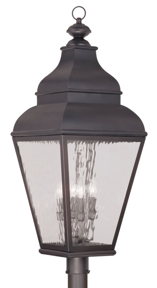 Livex Lighting-2608-07-Exeter - 4 Light Outdoor Post Top Lantern in Exeter Style - 14 Inches wide by 37.5 Inches high   Bronze Finish with Clear Water Glass