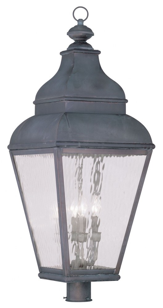 Livex Lighting-2608-61-Exeter - 4 Light Outdoor Post Top Lantern in Exeter Style - 14 Inches wide by 37.5 Inches high   Charcoal Finish with Clear Water Glass