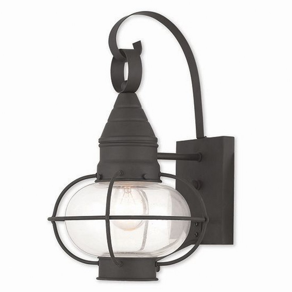 Livex Lighting-26901-04-Newburyport - 1 Light Outdoor Wall Lantern in Newburyport Style - 8.75 Inches wide by 14.75 Inches high Black  Brushed Nickel Finish with Clear Glass