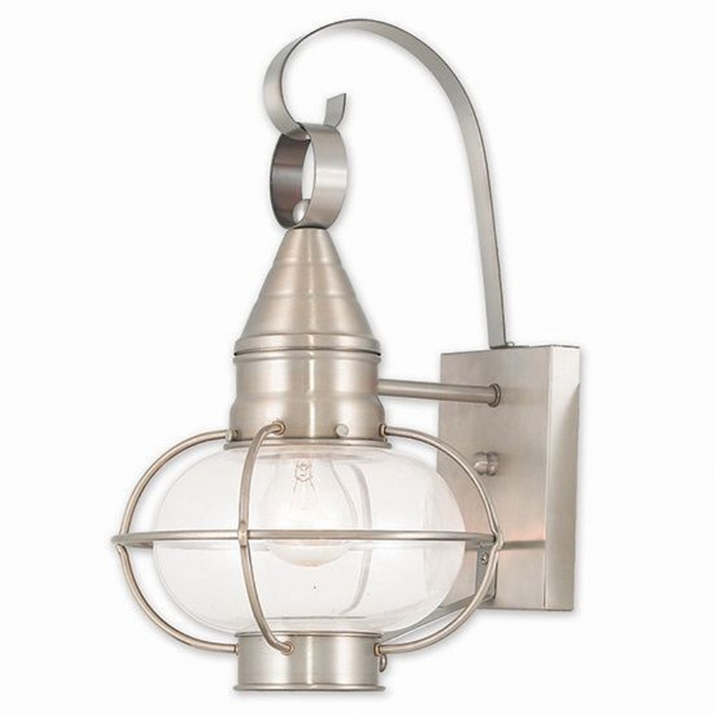 Livex Lighting-26901-91-Newburyport - 1 Light Outdoor Wall Lantern in Newburyport Style - 8.75 Inches wide by 14.75 Inches high Brushed Nickel  Brushed Nickel Finish with Clear Glass