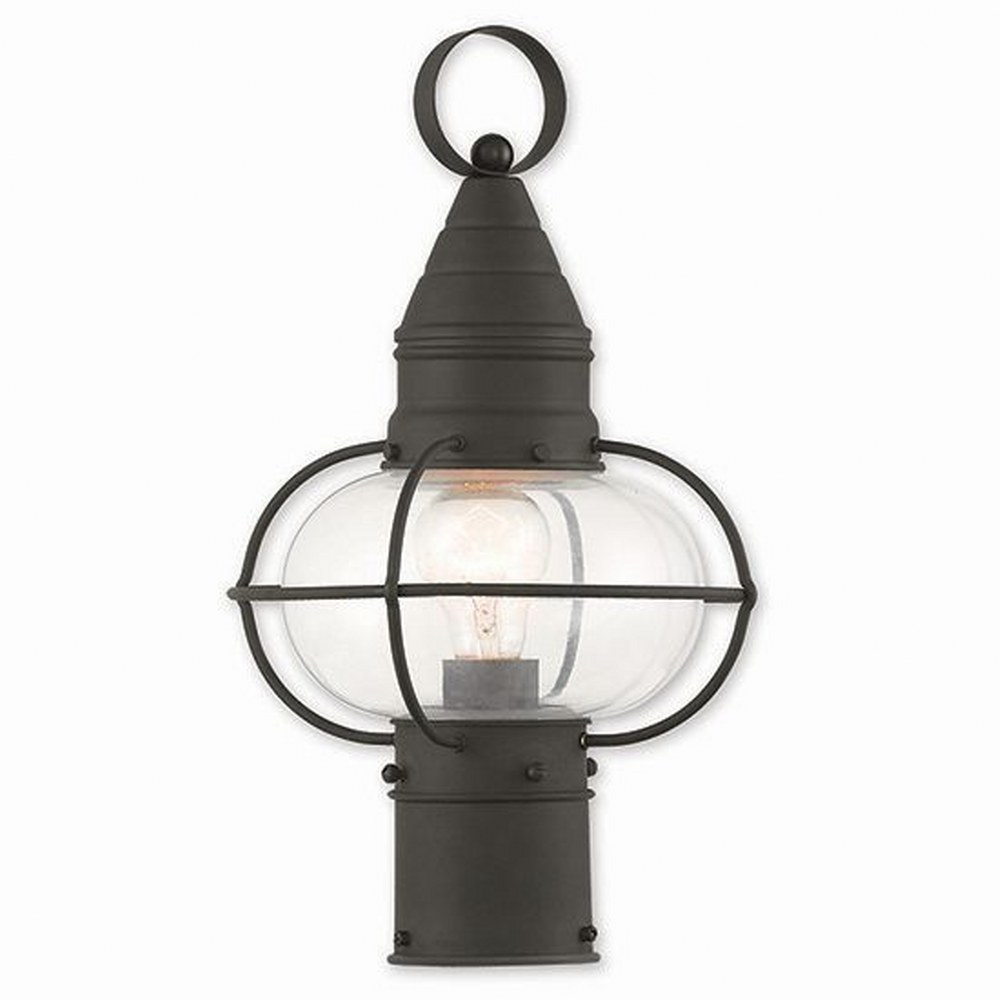 Livex Lighting-26902-04-Newburyport - 1 Light Outdoor Post Top Lantern in Newburyport Style - 8.75 Inches wide by 15 Inches high Black  Brushed Nickel Finish with Clear Glass