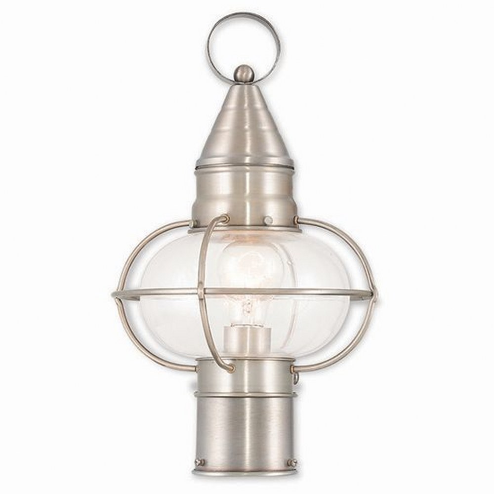 Livex Lighting-26902-91-Newburyport - 1 Light Outdoor Post Top Lantern in Newburyport Style - 8.75 Inches wide by 15 Inches high Brushed Nickel  Brushed Nickel Finish with Clear Glass