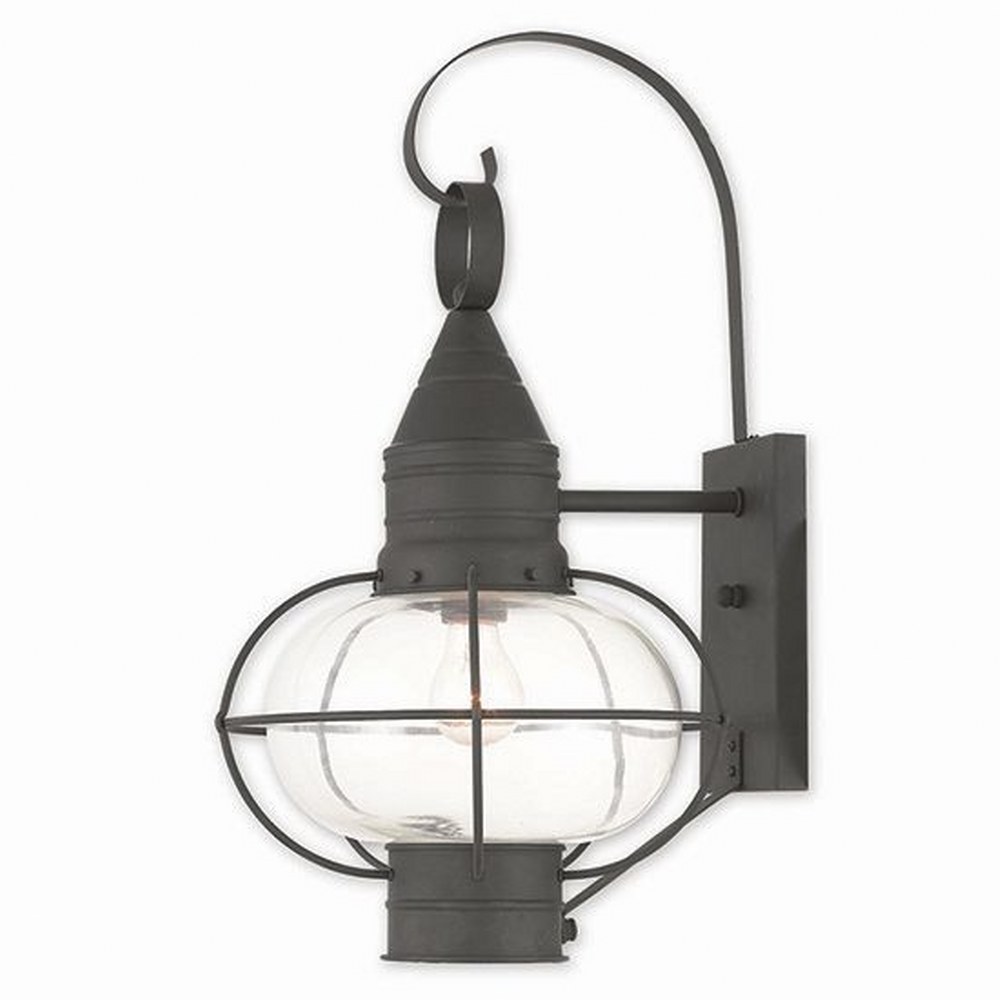 Livex Lighting-26904-04-Newburyport - 1 Light Outdoor Wall Lantern in Newburyport Style - 11 Inches wide by 20.75 Inches high Black  Brushed Nickel Finish with Clear Glass