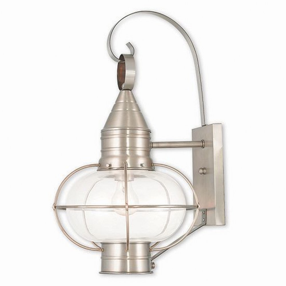 Livex Lighting-26904-91-Newburyport - 1 Light Outdoor Wall Lantern in Newburyport Style - 11 Inches wide by 20.75 Inches high Brushed Nickel  Brushed Nickel Finish with Clear Glass