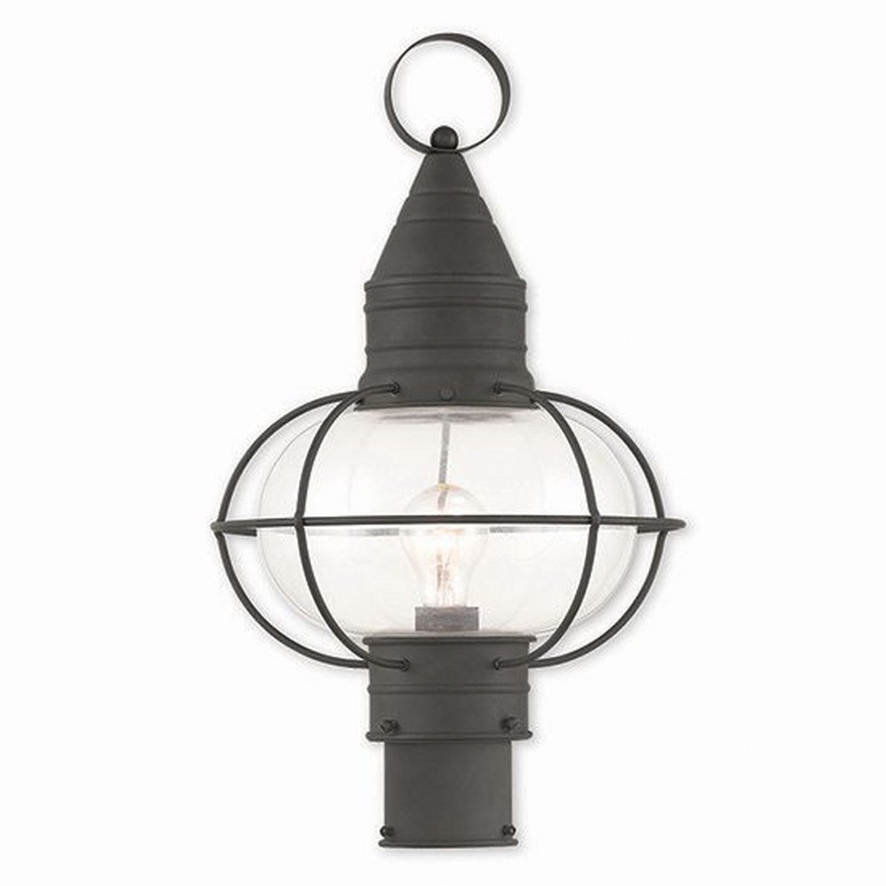 Livex Lighting-26905-04-Newburyport - 1 Light Outdoor Post Top Lantern in Newburyport Style - 12 Inches wide by 19.75 Inches high Black  Brushed Nickel Finish with Clear Glass