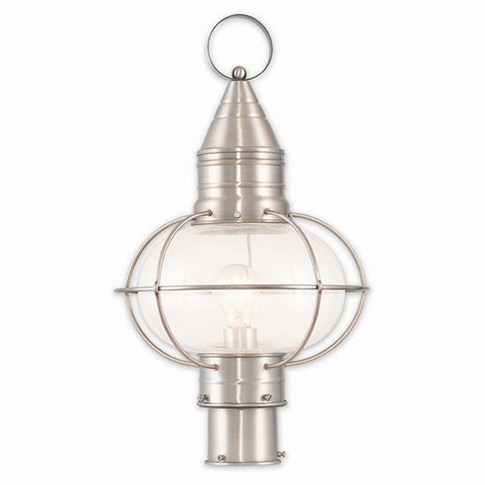 Livex Lighting-26905-91-Newburyport - 1 Light Outdoor Post Top Lantern in Newburyport Style - 12 Inches wide by 19.75 Inches high Brushed Nickel  Brushed Nickel Finish with Clear Glass