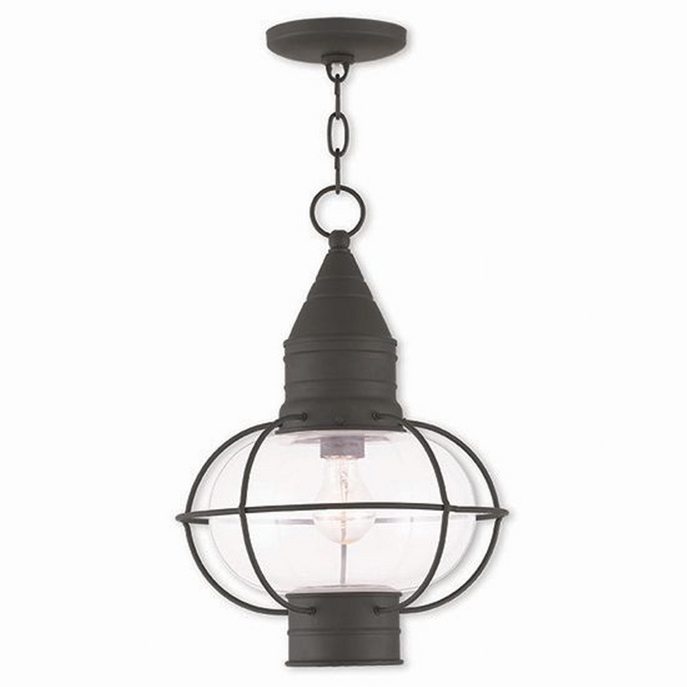 Livex Lighting-26906-04-Newburyport - 1 Light Outdoor Pendant Lantern in Newburyport Style - 12 Inches wide by 16.75 Inches high Black  Brushed Nickel Finish with Clear Glass