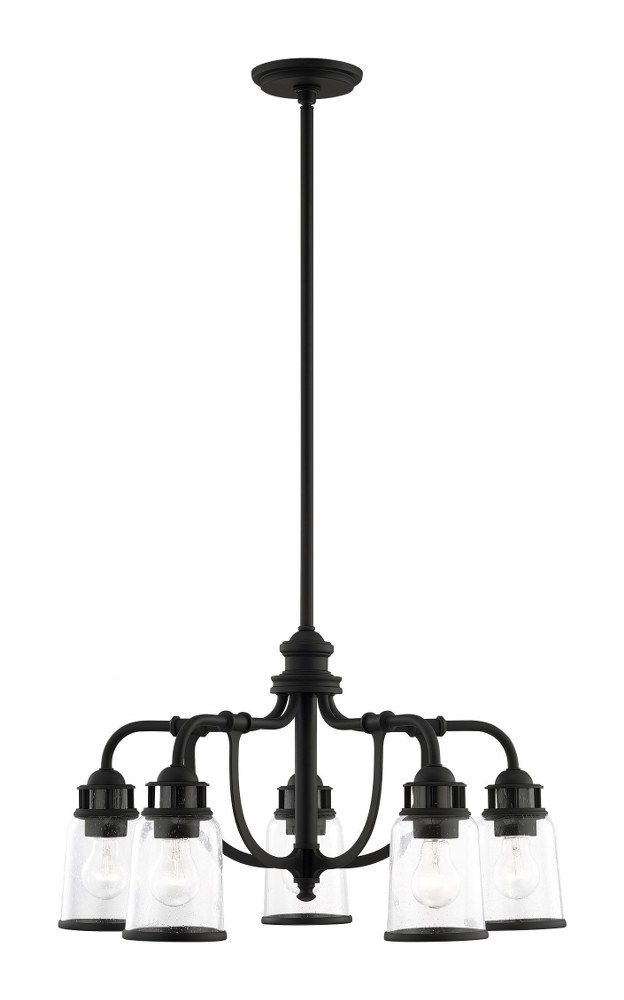 Livex Lighting-40025-04-Lawrenceville - 5 Light Dinette Chandelier in Lawrenceville Style - 24 Inches wide by 21.25 Inches high   Black Finish with Clear Seeded Glass