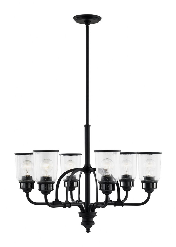 Livex Lighting-40026-04-Lawrenceville - 6 Light Chandelier in Lawrenceville Style - 26.25 Inches wide by 27 Inches high   Black Finish with Clear Seeded Glass