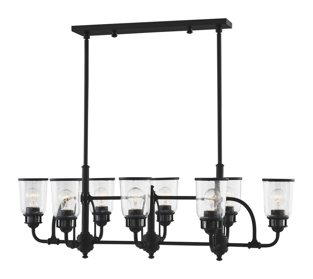 Livex Lighting-40028-04-Lawrenceville - 8 Light Linear Chandelier in Lawrenceville Style - 21 Inches wide by 21 Inches high   Black Finish with Clear Seeded Glass