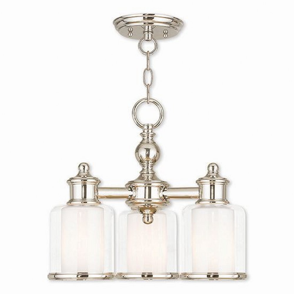 Livex Lighting-40203-35-Middlebush - 3 Light Convertible Mini Chandelier in Middlebush Style - 16 Inches wide by 13.75 Inches high Polished Nickel  Brushed Nickel Finish with Clear/Satin Opal White Gl