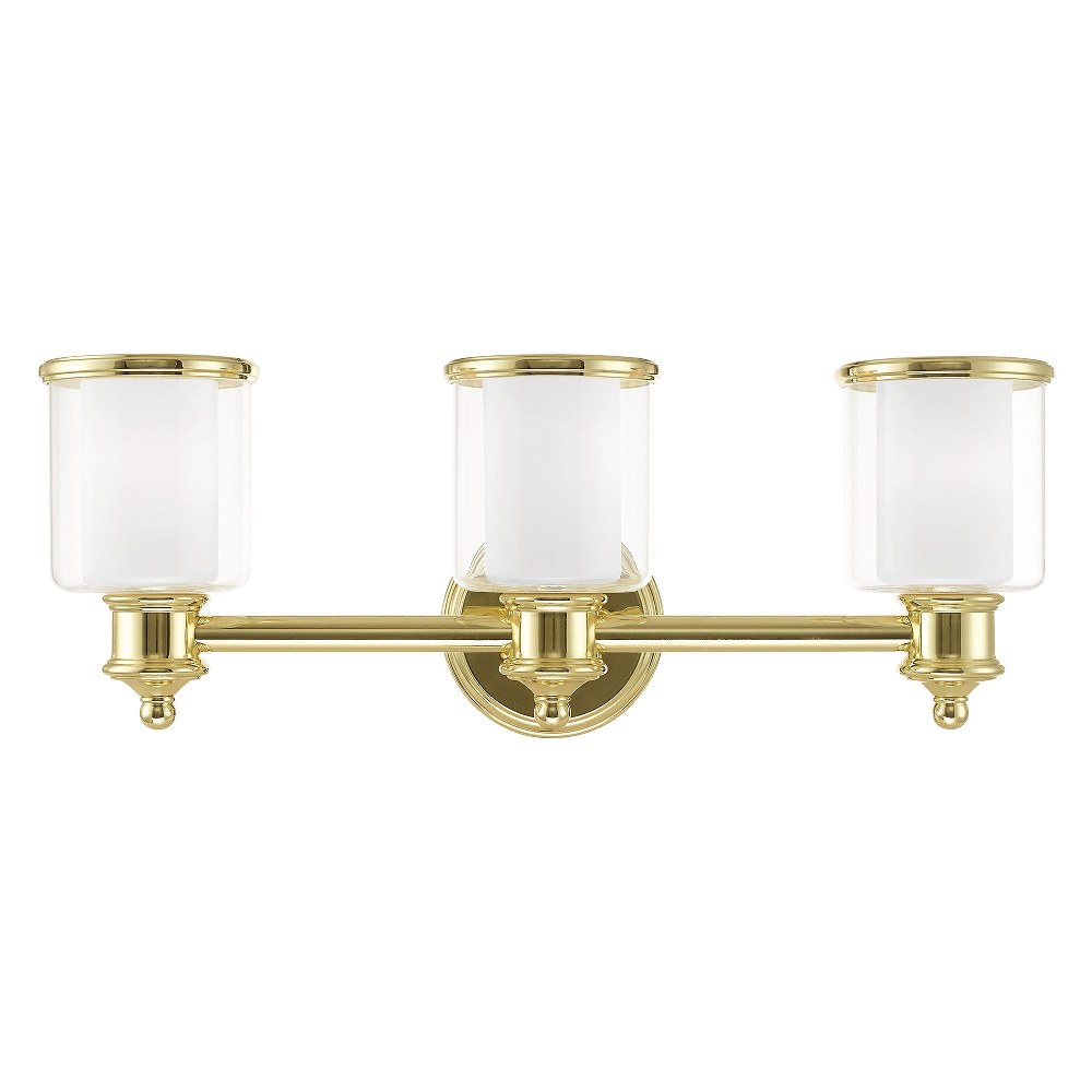 Livex Lighting-40213-02-Middlebush - 3 Light Bath Vanity in Middlebush Style - 23.5 Inches wide by 9 Inches high Polished Brass Brushed Nickel Finish with Clear/Satin Opal White Glass