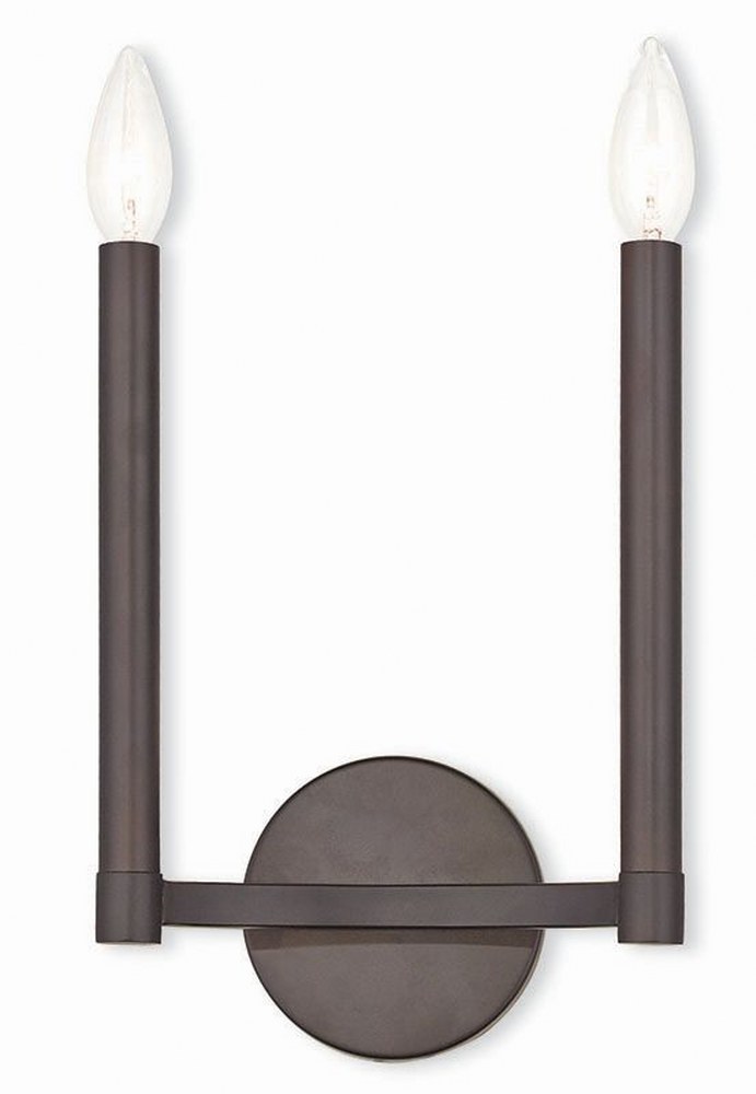 Livex Lighting-40242-07-Alpine - 2 Light ADA Wall Sconce in Alpine Style - 8.75 Inches wide by 15 Inches high Bronze  Brushed Nickel Finish