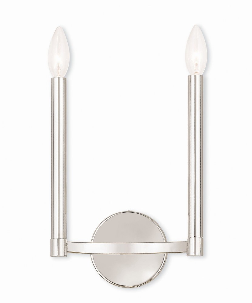 Livex Lighting-40242-35-Alpine - 2 Light ADA Wall Sconce in Alpine Style - 8.75 Inches wide by 15 Inches high Polished Nickel  Brushed Nickel Finish