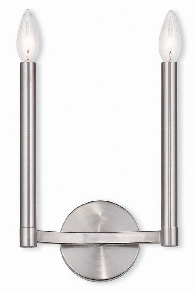 Livex Lighting-40242-91-Alpine - 2 Light ADA Wall Sconce in Alpine Style - 8.75 Inches wide by 15 Inches high Brushed Nickel  Brushed Nickel Finish