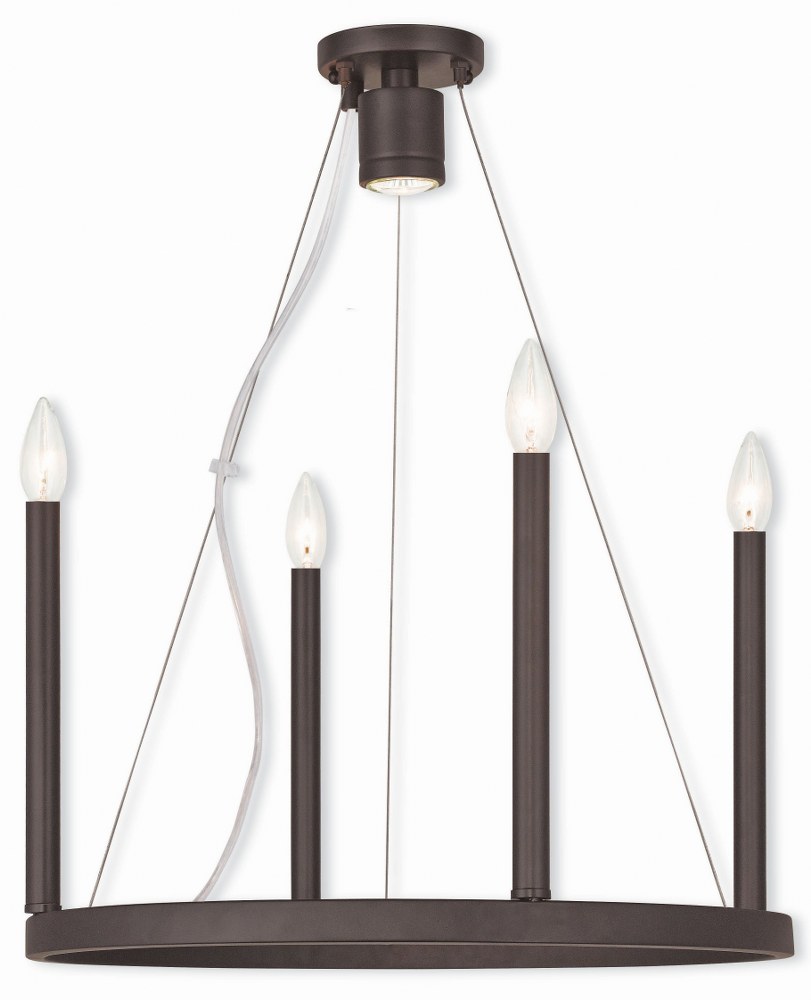 Livex Lighting-40244-07-Alpine - Five Light Chandelier in Alpine Style - 20 Inches wide by 25 Inches high Bronze  Brushed Nickel Finish