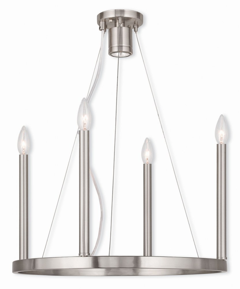 Livex Lighting-40244-91-Alpine - Five Light Chandelier in Alpine Style - 20 Inches wide by 25 Inches high Brushed Nickel  Brushed Nickel Finish