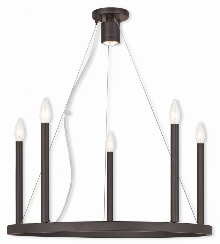 Livex Lighting-40245-07-Alpine - Six Light Chandelier in Alpine Style - 24 Inches wide by 25 Inches high Bronze  Brushed Nickel Finish