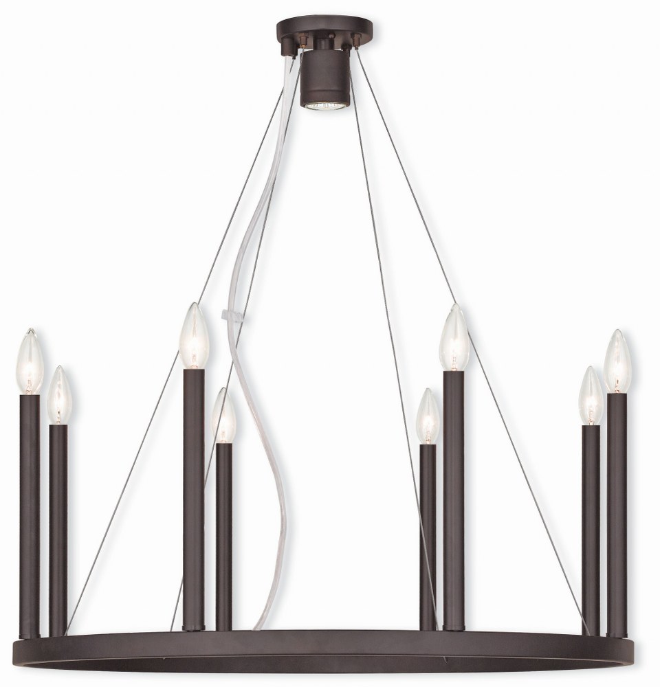 Livex Lighting-40247-07-Alpine - Nine Light Chandelier in Alpine Style - 28 Inches wide by 25 Inches high Bronze  Brushed Nickel Finish