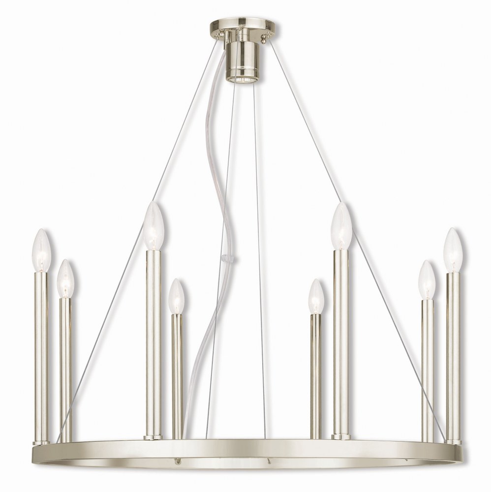 Livex Lighting-40247-35-Alpine - Eight Light Chandelier in Alpine Style - 28 Inches wide by 25 Inches high   Polished Nickel Finish