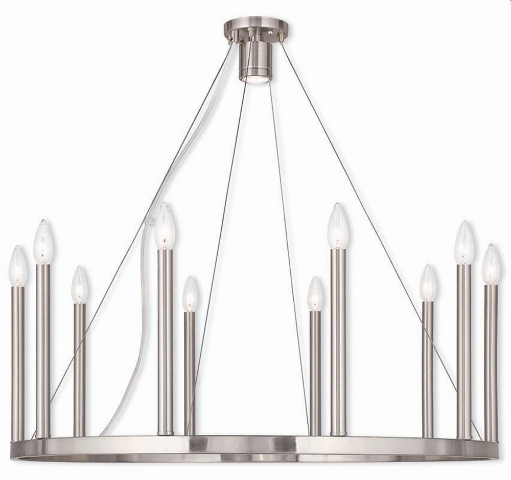 Livex Lighting-40248-91-Alpine - 11 Light Chandelier in Alpine Style - 32 Inches wide by 25 Inches high Brushed Nickel  Brushed Nickel Finish