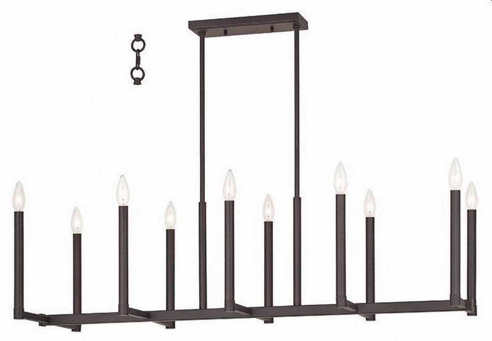 Livex Lighting-40259-07-Alpine - 10 Light Linear Chandelier in Alpine Style - 16 Inches wide by 18.5 Inches high Bronze  Bronze Finish